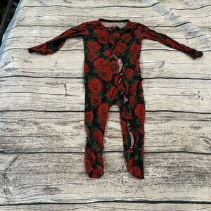 Bums & Roses Bamboo Sleeper with  Red Rose Print Size 18-24